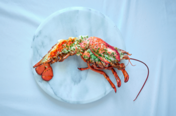 Lobster Thermidor on marble plate